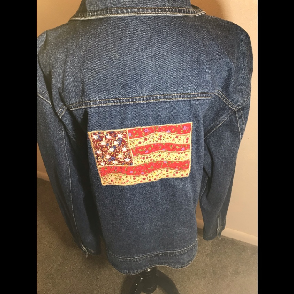 Asazy Denim Jacket with American Flag, size XL